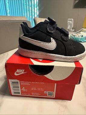 Nike Kids Black and White Swoosh Velcro Sneakers